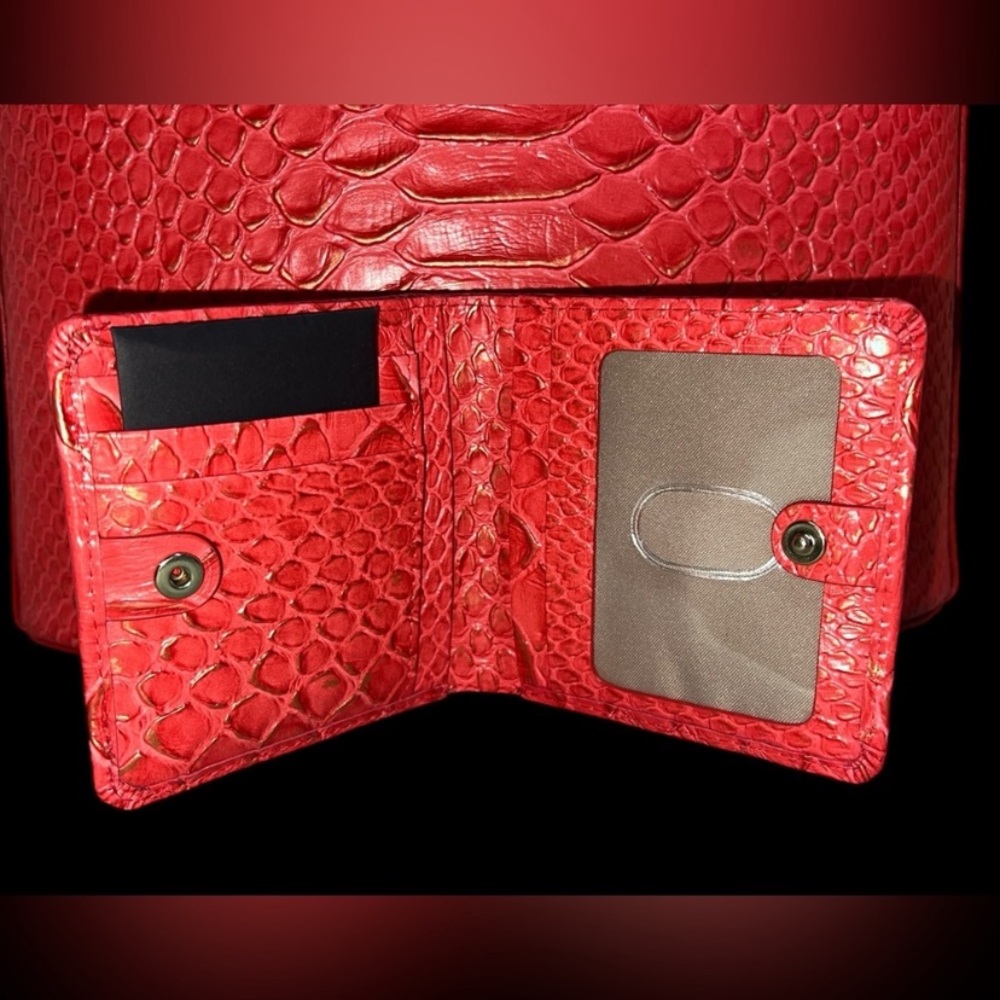 NWT Brahmin Jane Coral Pink with Gold Card Holder